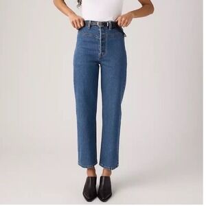 Levis Ribcage Western Yoke Straight Leg High Rise Ankle Blue Jeans 33x29
NEW NWT